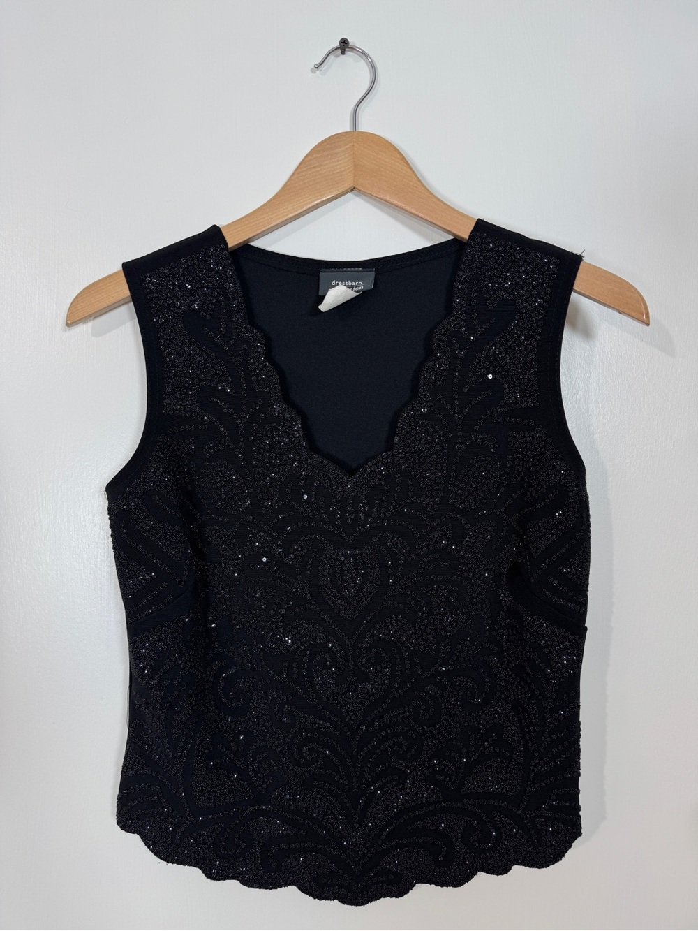 WSH160 {Dressbarn} Black Embellished Glitter Sparkle Tank Top Blouse